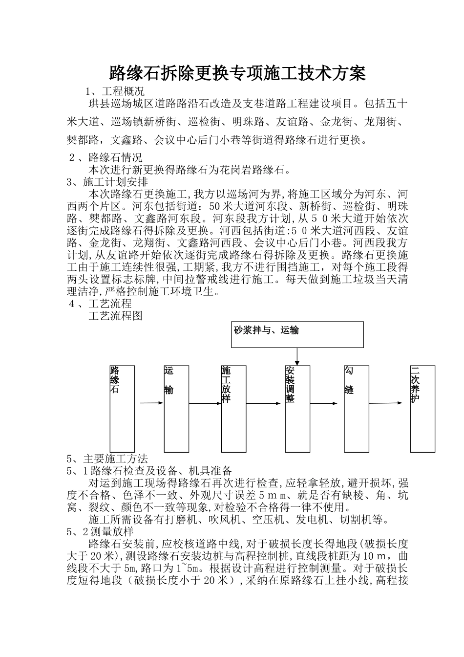 路缘石拆除更换专项方案_第1页