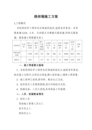 路肩墙施工方案