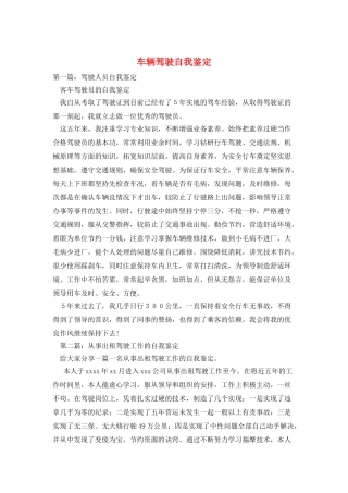 车辆驾驶自我鉴定