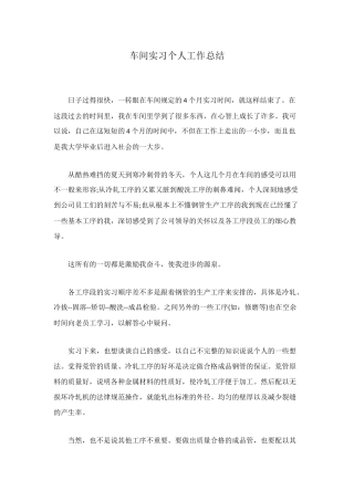 车间实习个人工作总结