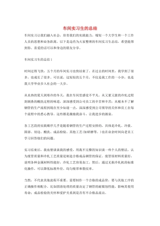 车间实习生的总结