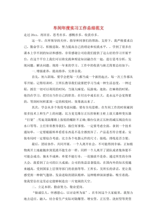 车间年度实习工作总结范文