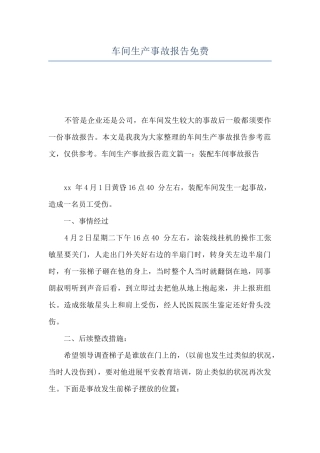 车间生产事故报告免费