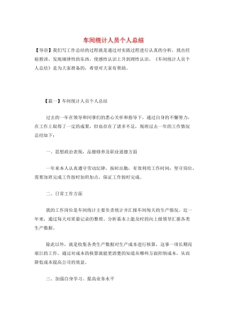 车间统计人员个人总结