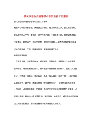 转化后进生点滴感想小学班主任工作案例