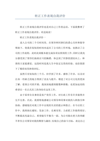 转正工作表现自我评价