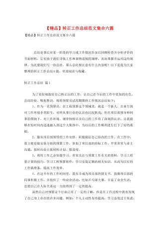 转正工作总结范文集合六篇