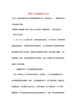 转正工作总结范文大全
