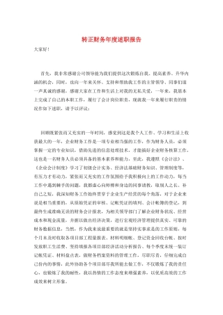 转正财务年度述职报告