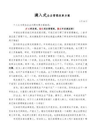 软件企业管理改革专项方案
