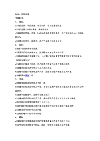 软件公司各岗位职能职责