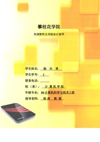 软件公司创业计划书