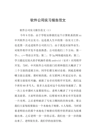 软件公司实习报告范文