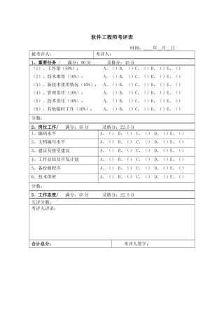 软件工程师考评表