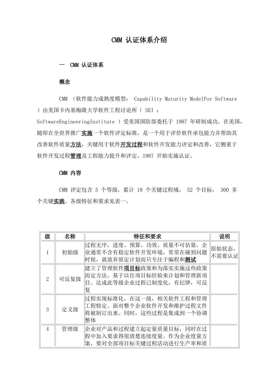 软件开发CMM认证标准体系简介_第1页