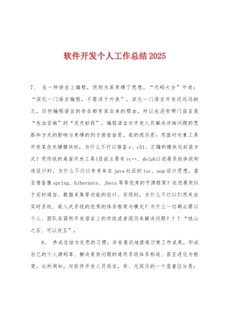 软件开发个人工作总结2025年
