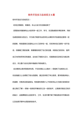 软件开发实习总结范文5篇
