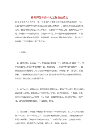 软件开发年终个人工作总结范文