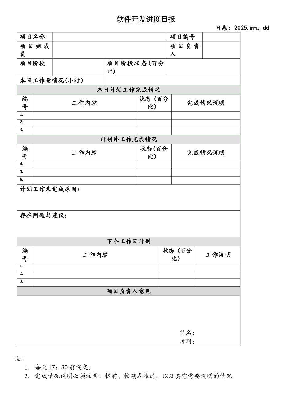 软件开发进度日报_第1页
