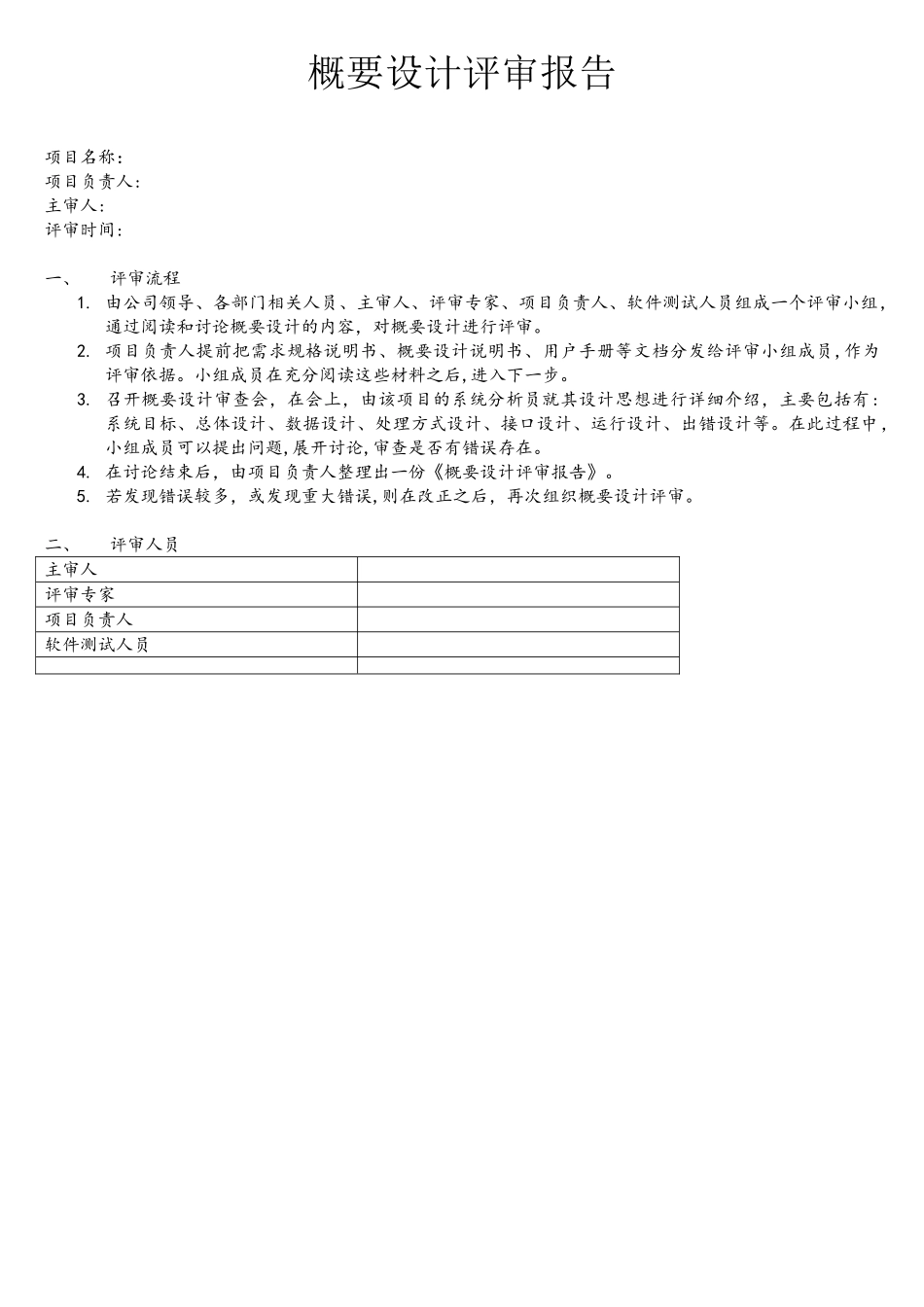 软件概要设计评审报告-模版示例_第1页