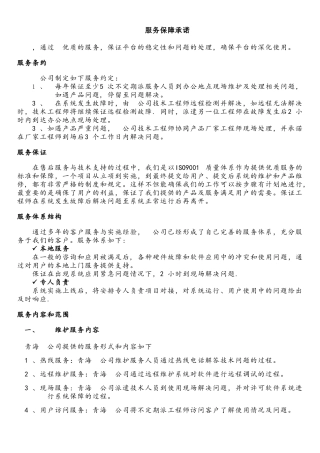 软件维护及售后承诺