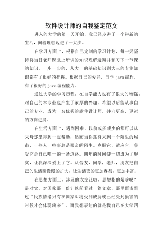 软件设计师的自我鉴定范文