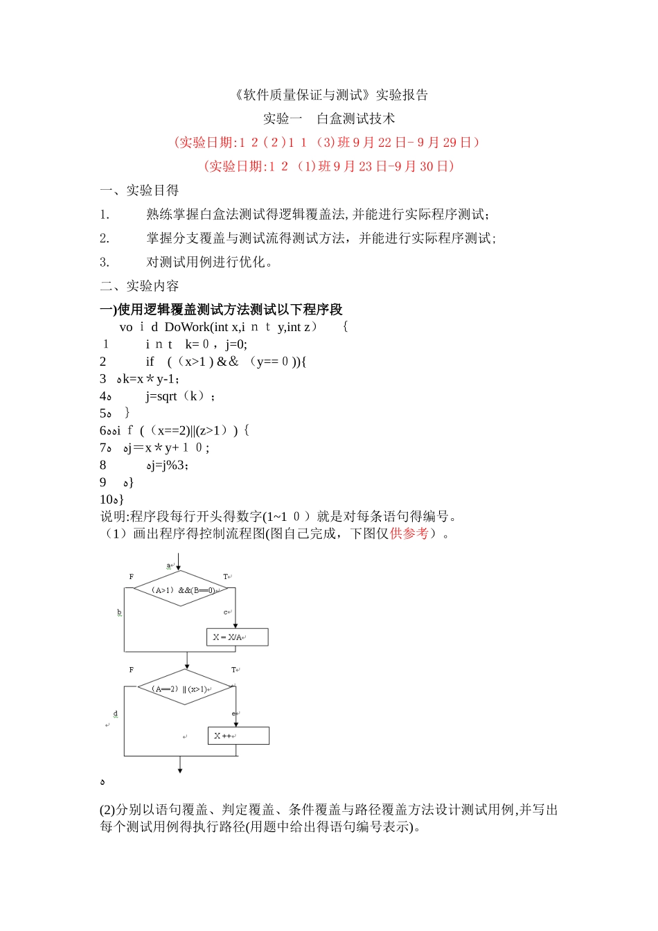 软件质量保证与测试实验报告_第1页