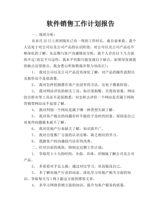 软件销售工作计划报告
