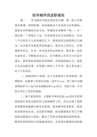 软件顺序员述职报告