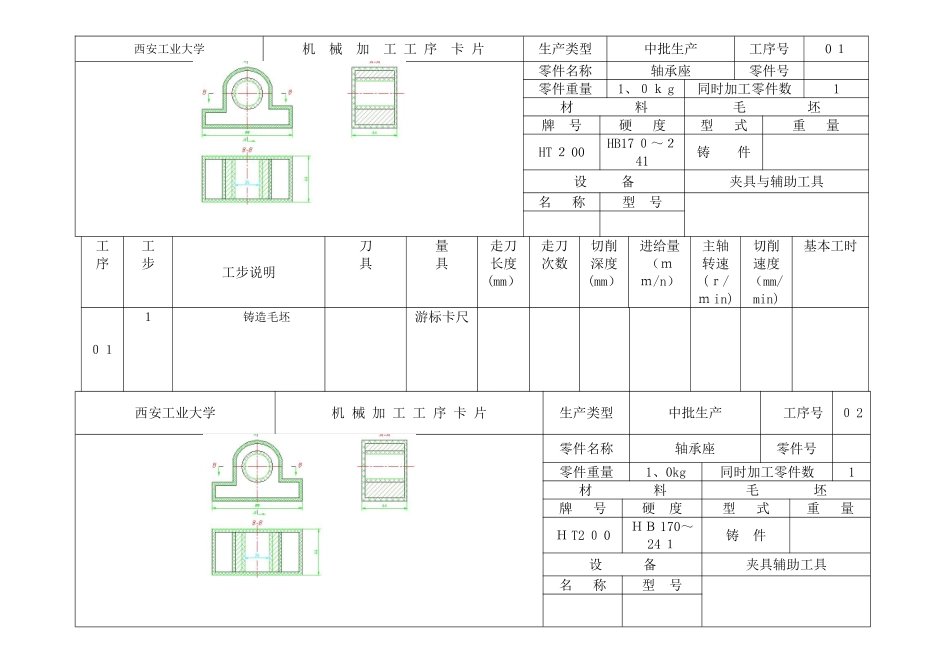 轴承座加工工艺过程及工序卡_第2页