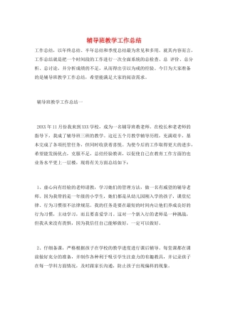 辅导班教学工作总结