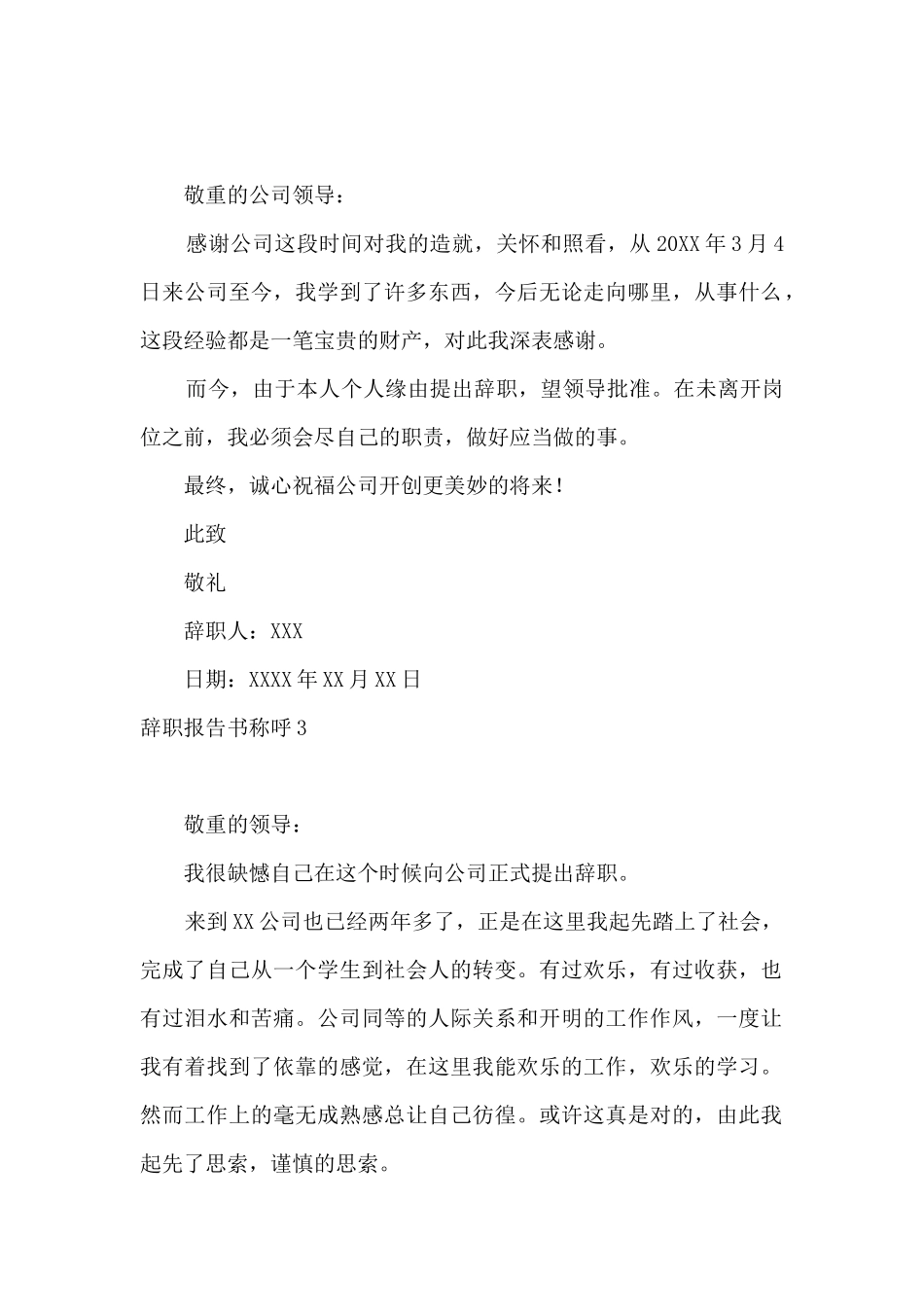 辞职报告书称呼6篇_第2页