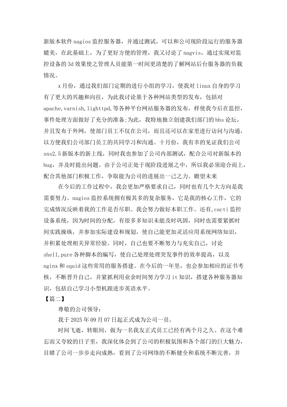 运维工程师试用期工作总结400字_第2页