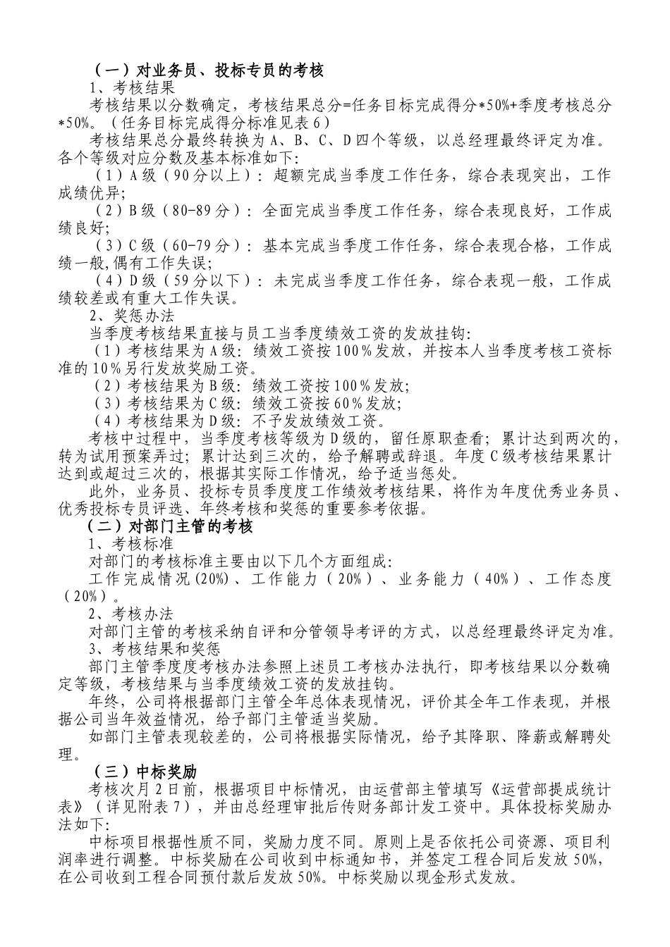 运营部绩效考核制度 _第3页