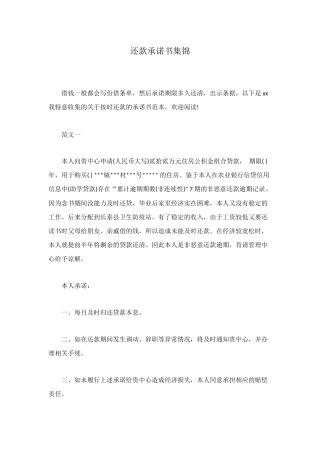 还款承诺书集锦