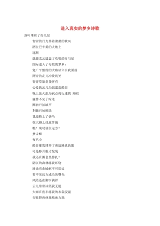 进入真实的梦乡诗歌