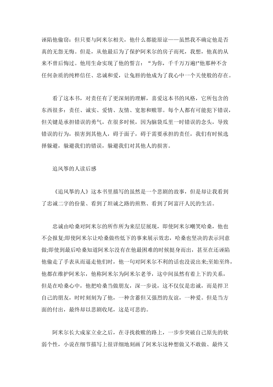 追风筝的人读后感600字_第3页