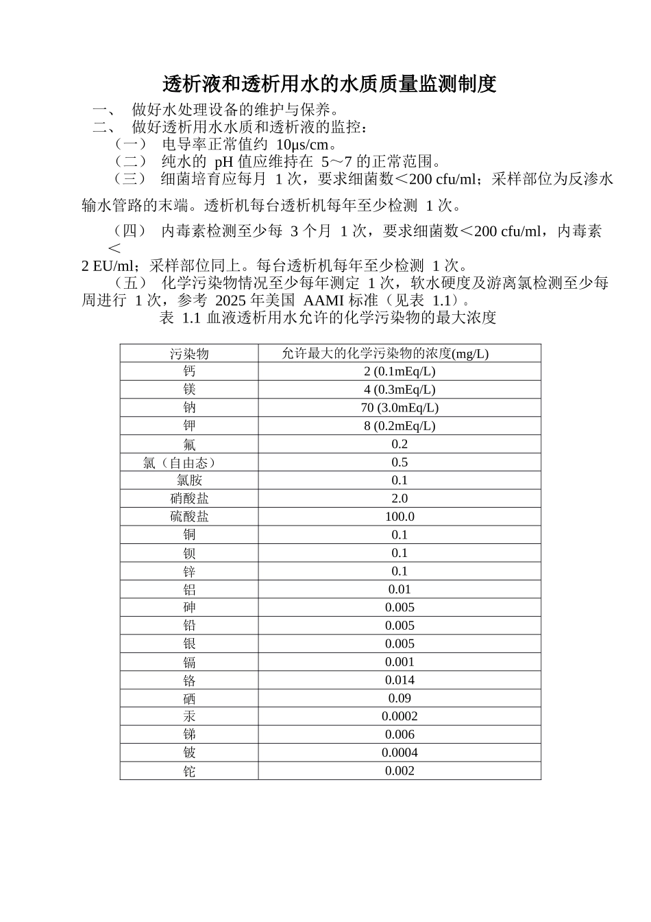 透析液和透析用水的水质监控制度和执行的流程_第1页