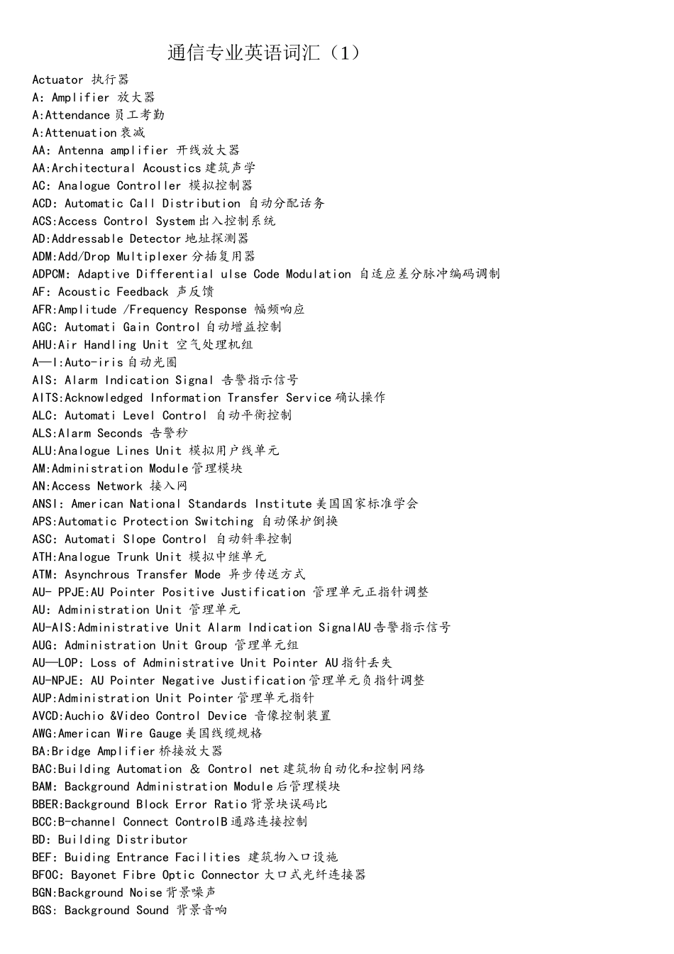 通信专业英语词汇_第1页