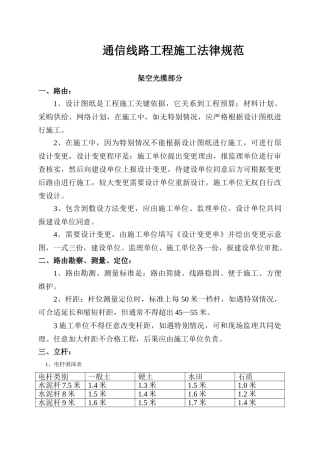 通信光缆线路综合项目工程综合项目施工关键技术统一标准和要求