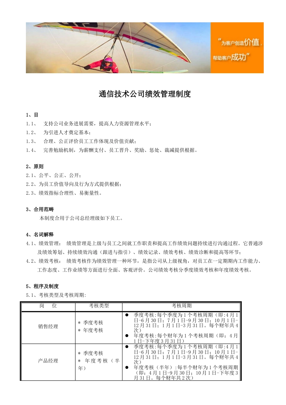 通信技术公司绩效管理制度样本_第1页