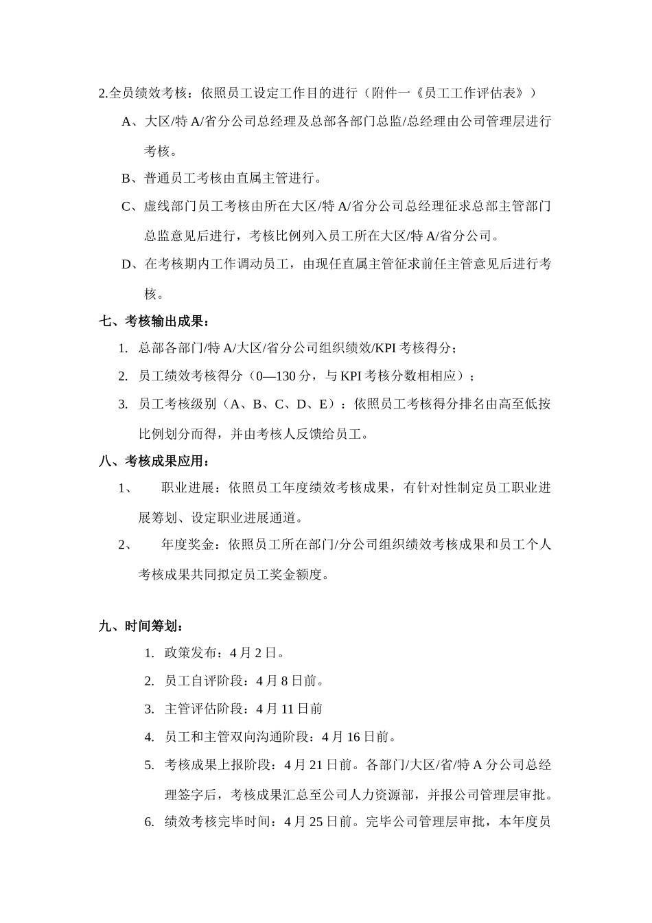 通信有限公司绩效考核制度样本_第3页