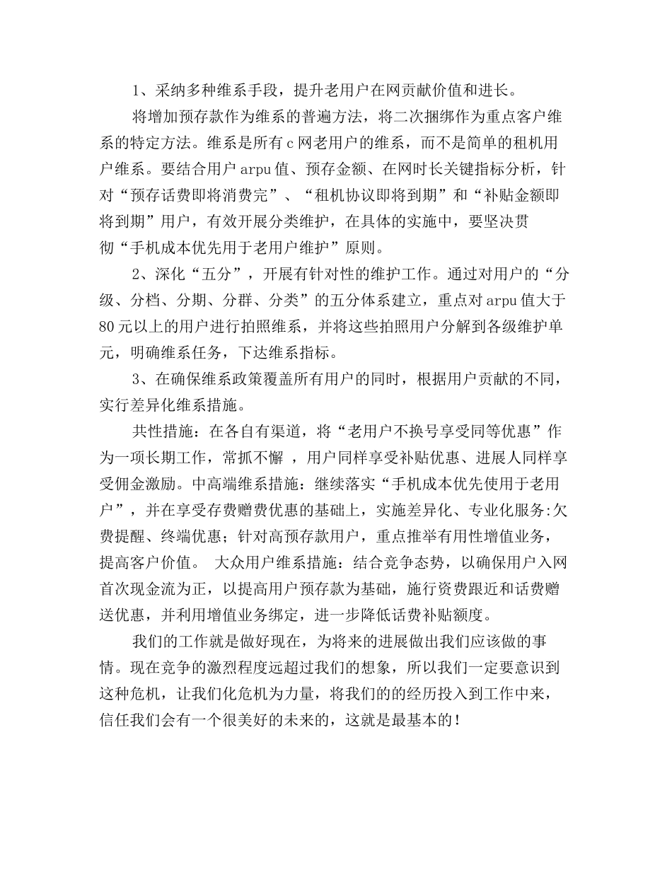 通信行业客户维护工作计划_第2页