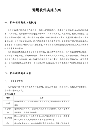 通用软件实施方案
