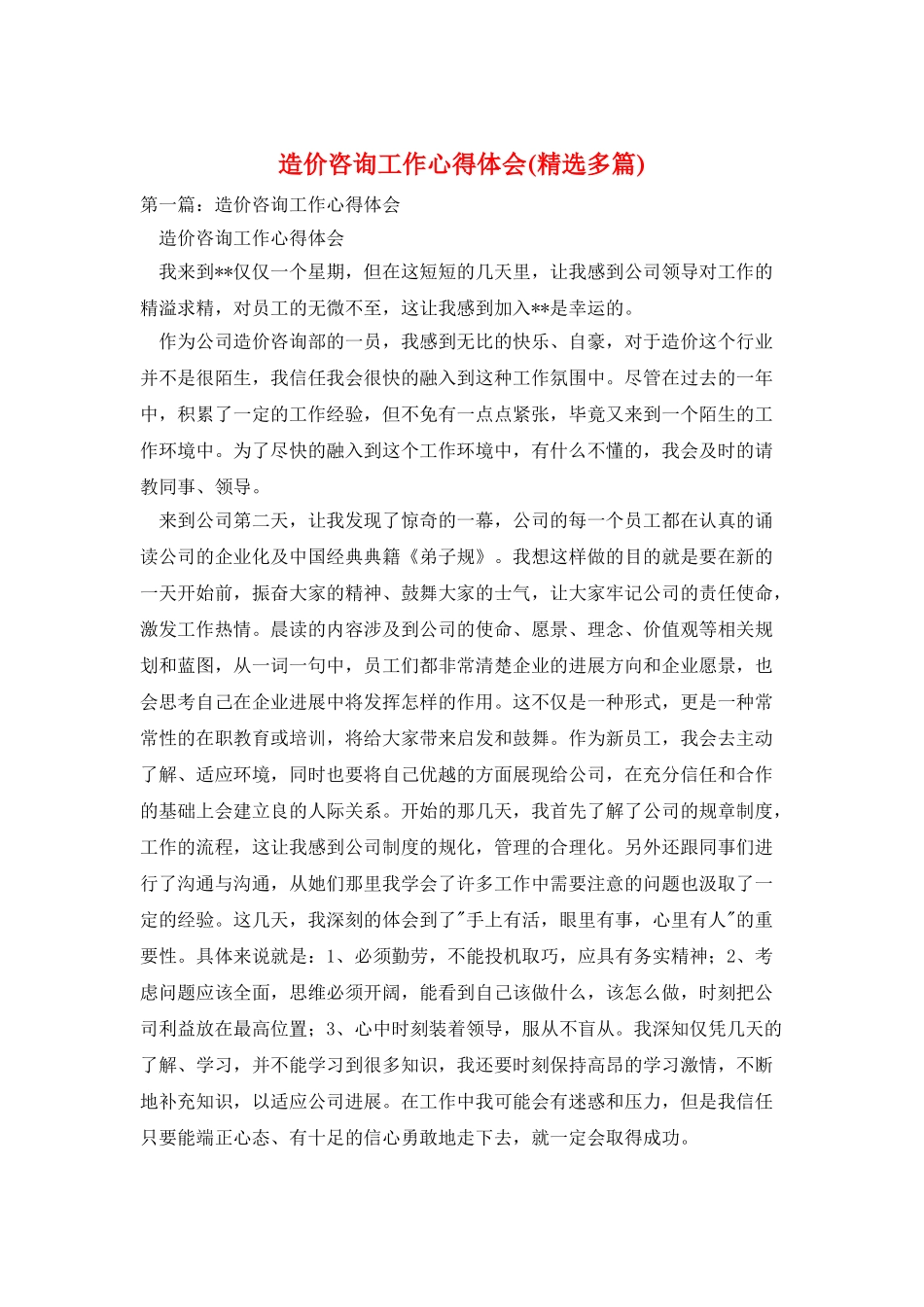 造价咨询工作心得体会_第1页