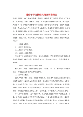 遭受干旱灾情受灾情况调查报告