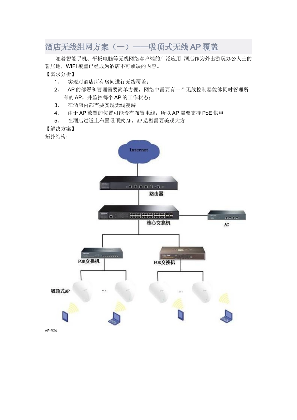 酒店无线组网方案_第1页
