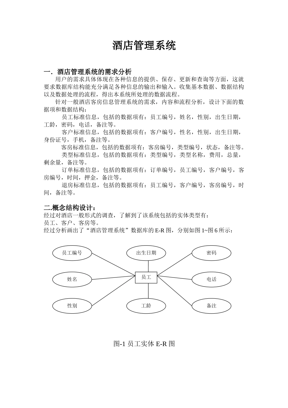酒店管理系统数据库设计_第1页