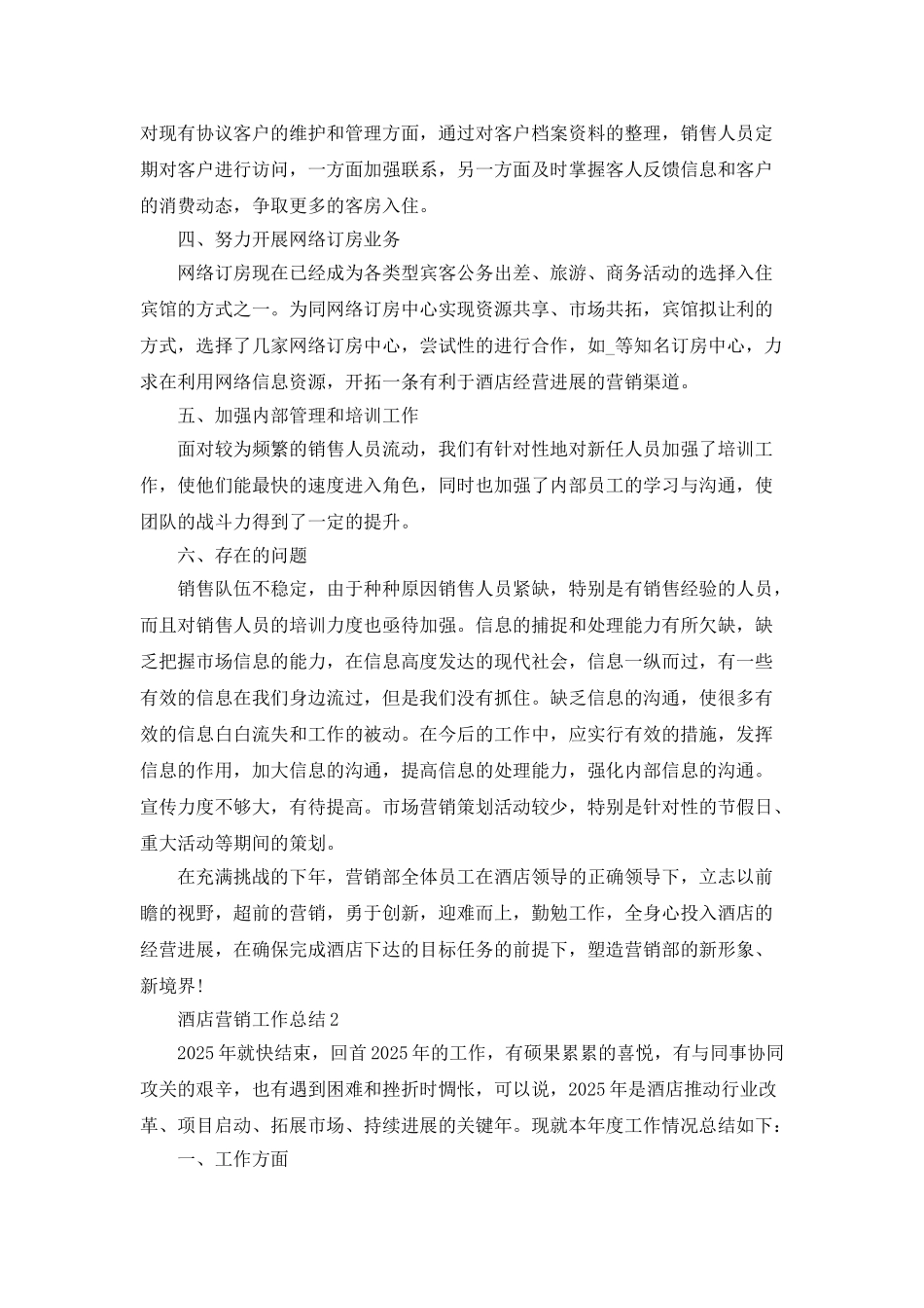 酒店营销总监工作总结_第2页