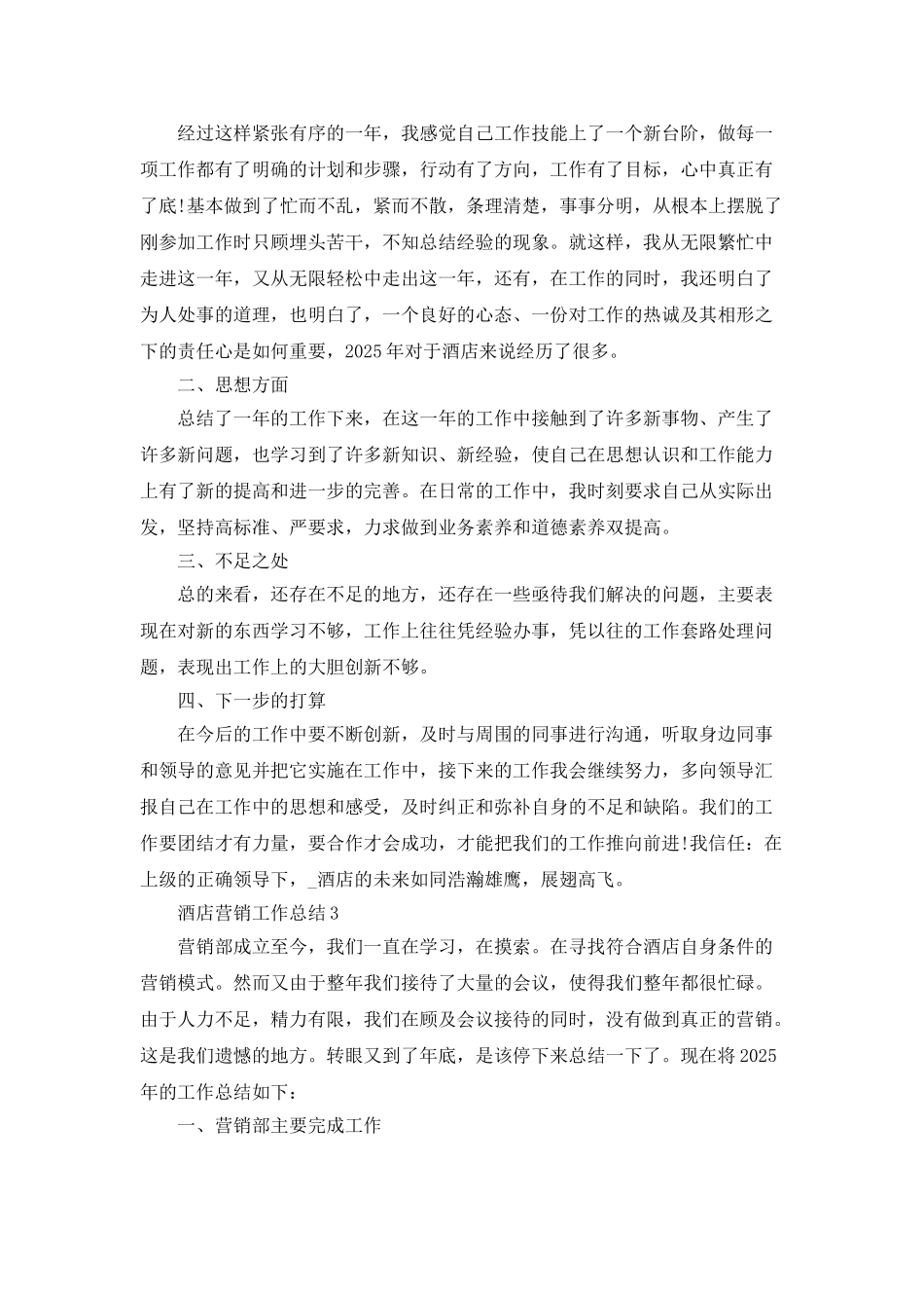 酒店营销总监工作总结_第3页
